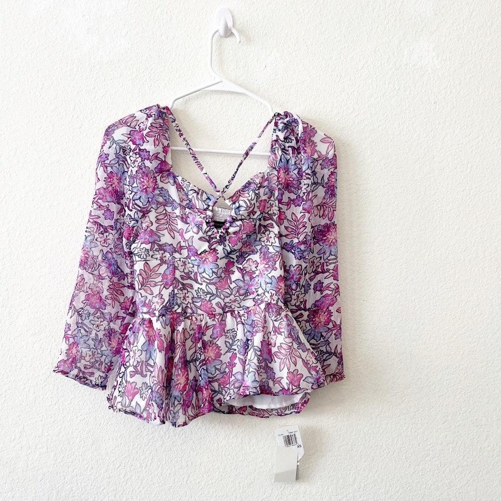 French Connection‎ Floral Blouse in Purple and Pink NWT XS